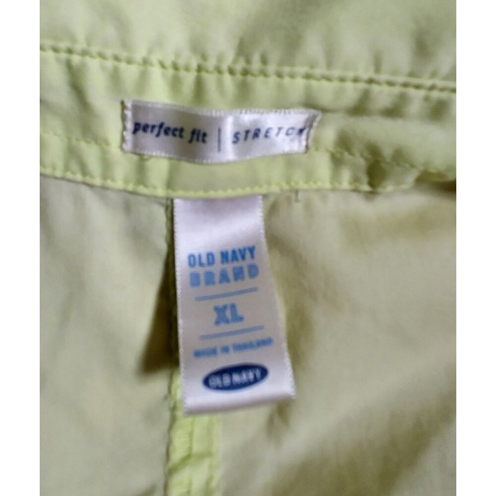 Shirt Button Up Stretch Old Navy Perfect Fit XL 3/4 Sleeves Vintage Y2K Lime - Picture 4 of 12